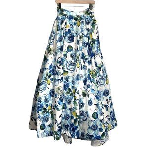 Floral Blue and Green Maxi Skirt